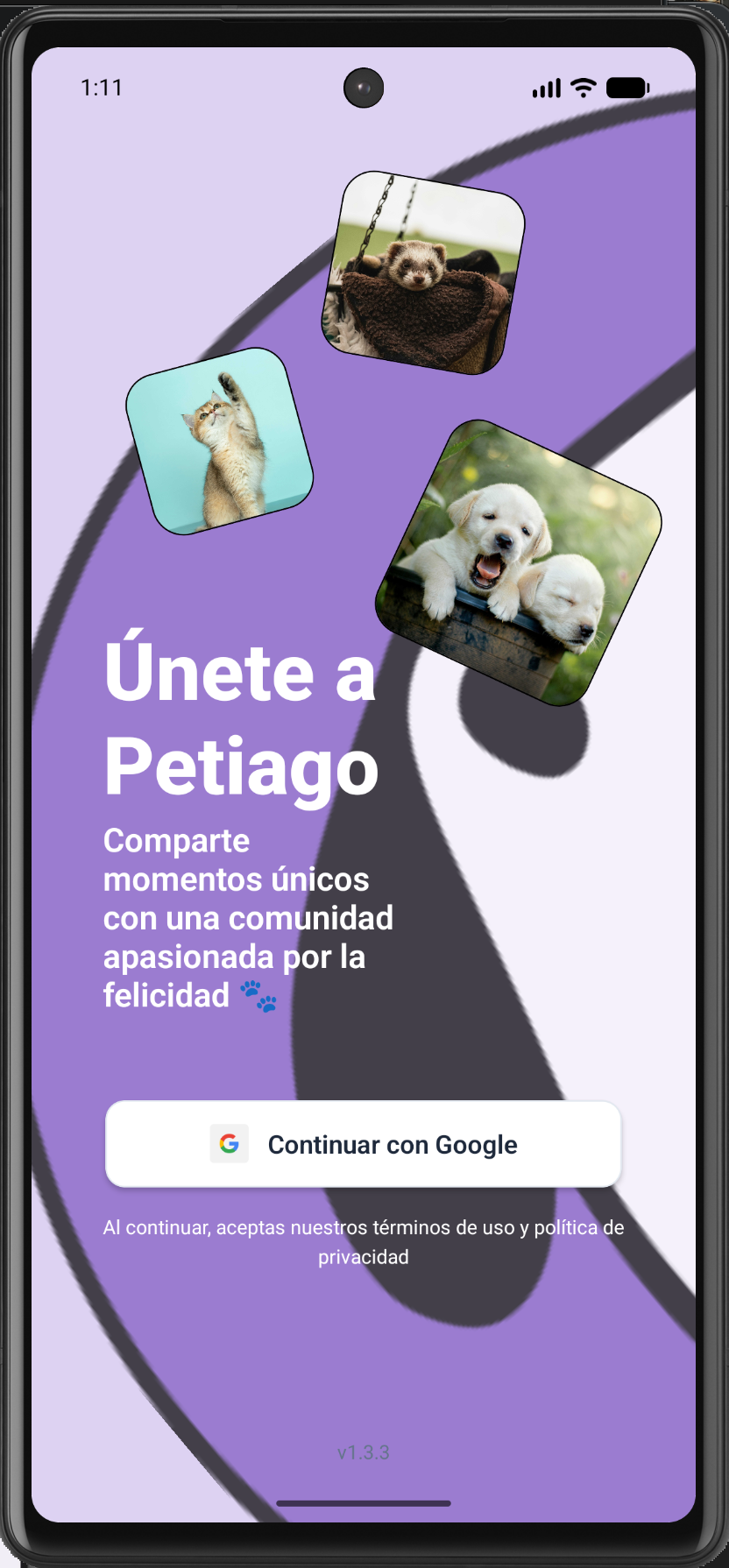 Mockup de la app Petiago