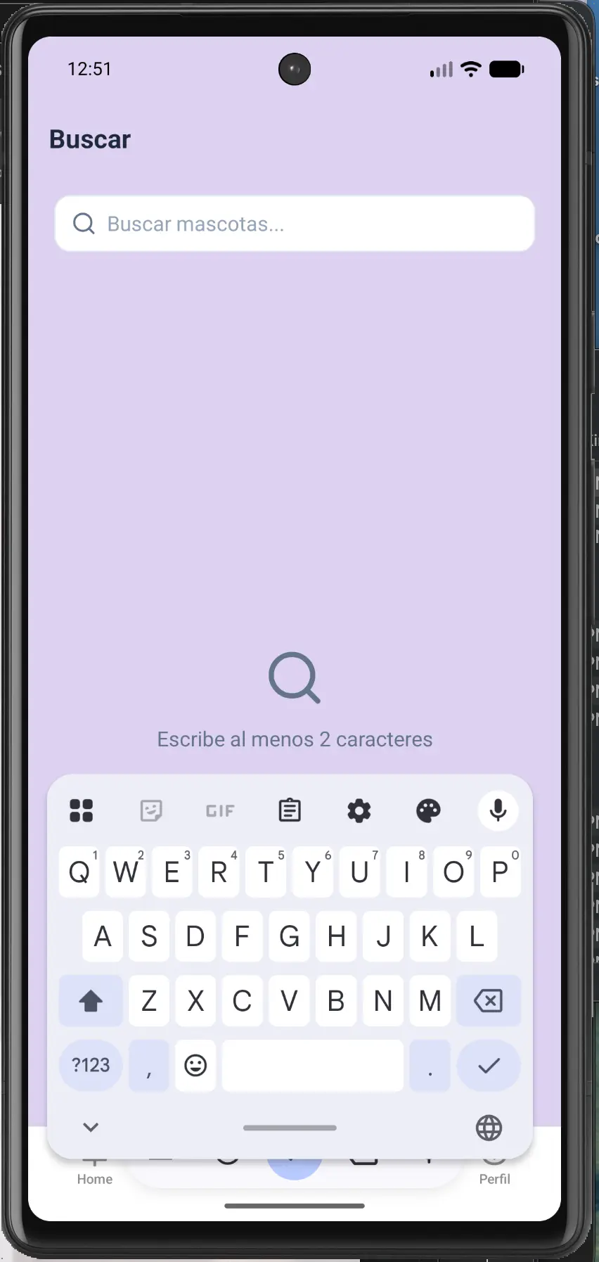 Pantalla de busqueda